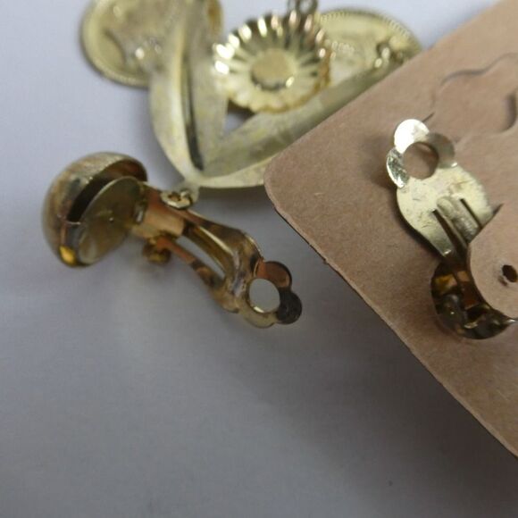 Boho International Festival Faux Coin Gold Tone Necklace Dangly Earrings Set - Picture 9 of 10